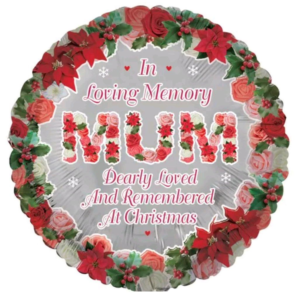 In Loving Memory 'Mum' at Christmas Foil Helium Balloon 18