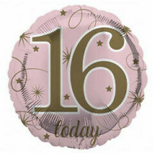 Load image into Gallery viewer, 13th - 100th Birthday Pink &amp; Gold Foil Helium Balloon 18&quot;
