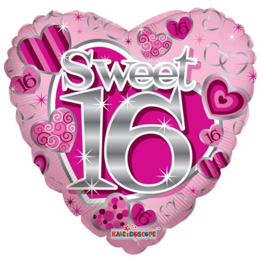 'Sweet 16' Heart Foil Helium Balloon 18