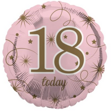 Load image into Gallery viewer, 13th - 100th Birthday Pink &amp; Gold Foil Helium Balloon 18&quot;
