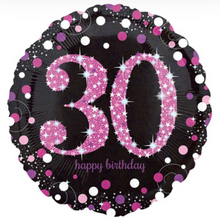 Load image into Gallery viewer, 13th - 100th Birthday Black &amp; Pink Dot Foil Helium Balloon 18&quot;
