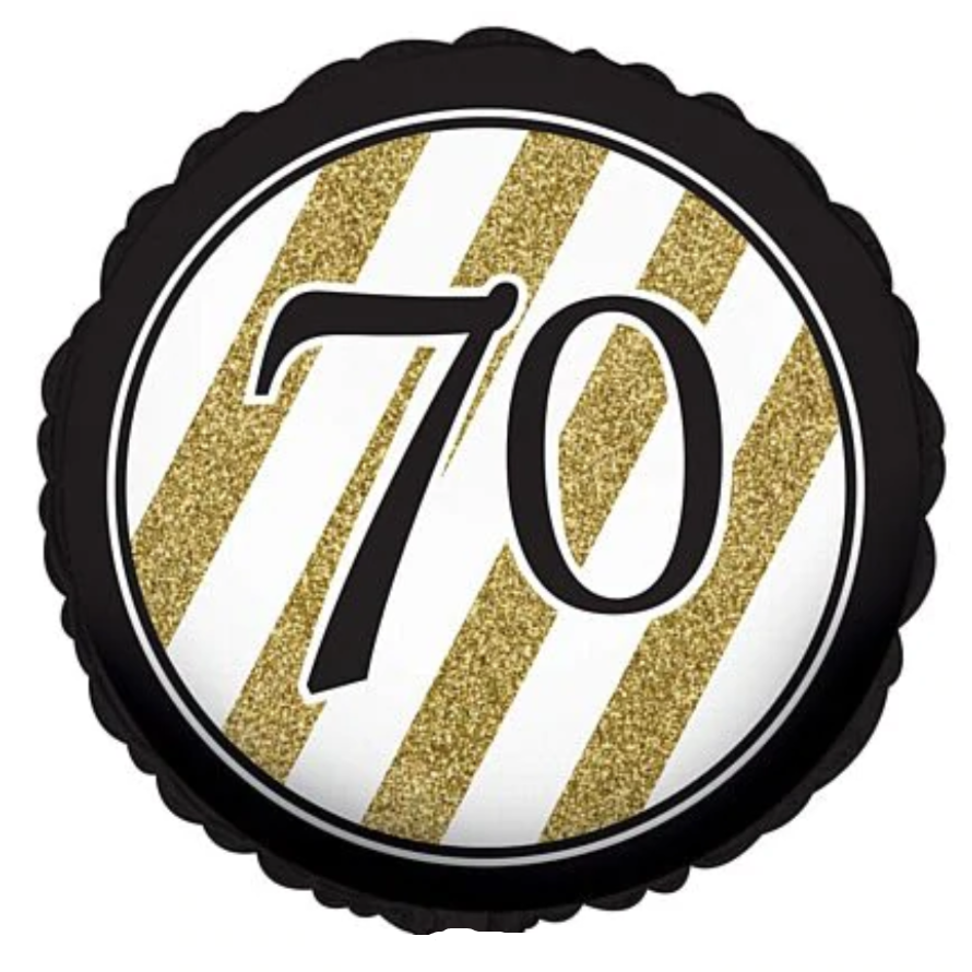 13th - 100th Birthday Black & Gold Stripe Foil Helium Balloon 18