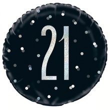 Load image into Gallery viewer, 13th - 100th Birthday Black Glitz Foil Helium Balloon 18&quot;
