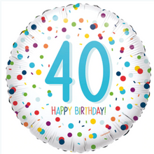 Load image into Gallery viewer, 13th - 100th Birthday Multi Dot Foil Helium Balloon 18&quot;
