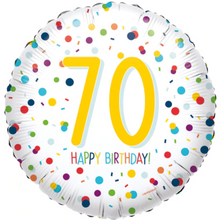 Load image into Gallery viewer, 13th - 100th Birthday Multi Dot Foil Helium Balloon 18&quot;
