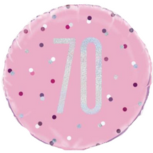 Load image into Gallery viewer, 13th - 100th Birthday Pink Glitz Foil Helium Balloon 18&quot;
