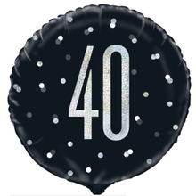 Load image into Gallery viewer, 13th - 100th Birthday Black Glitz Foil Helium Balloon 18&quot;
