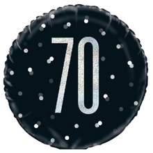 Load image into Gallery viewer, 13th - 100th Birthday Black Glitz Foil Helium Balloon 18&quot;
