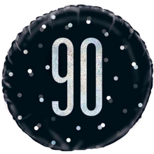 Load image into Gallery viewer, 13th - 100th Birthday Black Glitz Foil Helium Balloon 18&quot;
