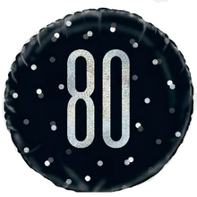 Load image into Gallery viewer, 13th - 100th Birthday Black Glitz Foil Helium Balloon 18&quot;
