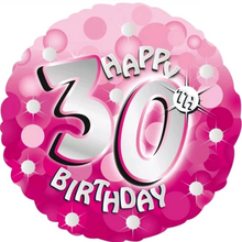 Load image into Gallery viewer, 13th - 100th Birthday Pink Foil Helium Balloon 18&quot;
