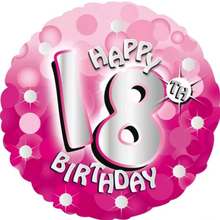 Load image into Gallery viewer, 13th - 100th Birthday Pink Foil Helium Balloon 18&quot;
