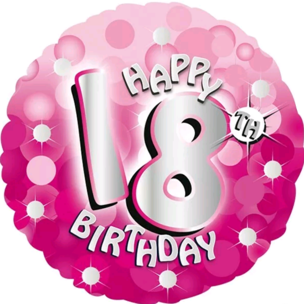 13th - 100th Birthday Pink Foil Helium Balloon 18