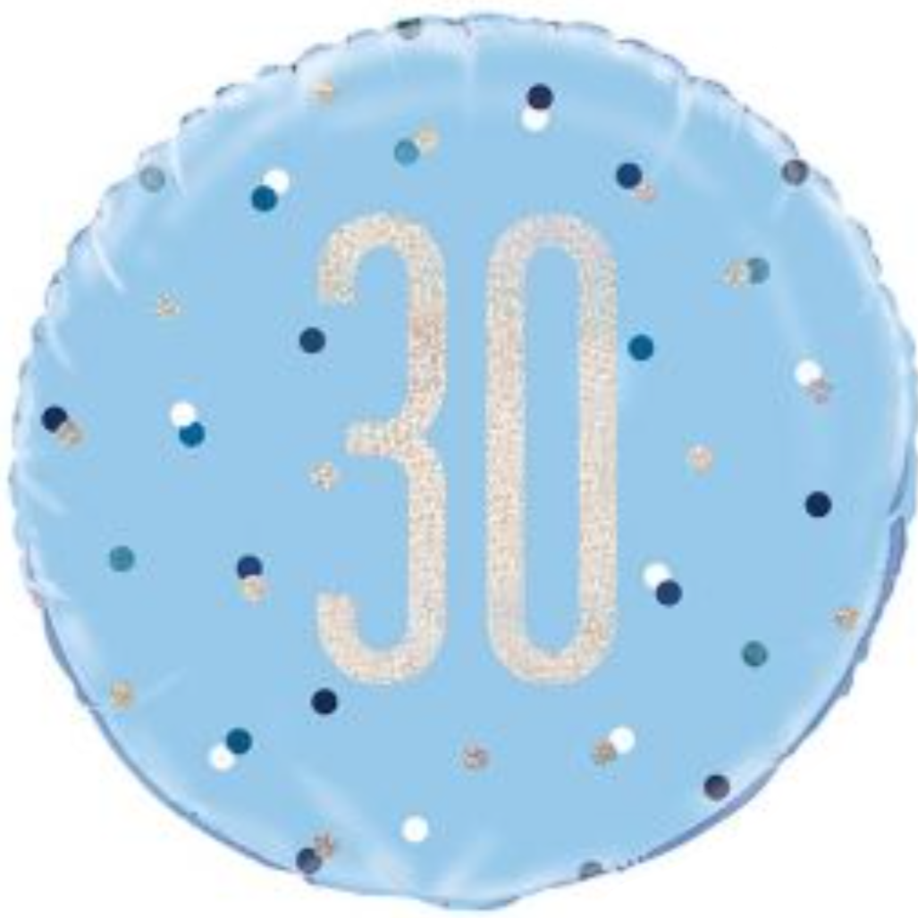 13th - 100th Birthday Blue Foil Helium Balloon 18