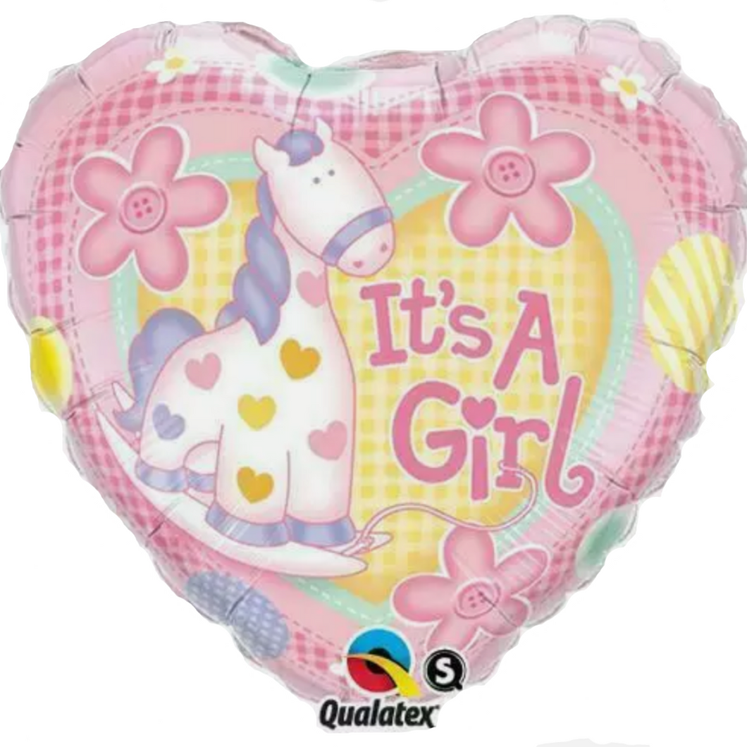 It's a Girl Heart Foil Helium Balloon 18