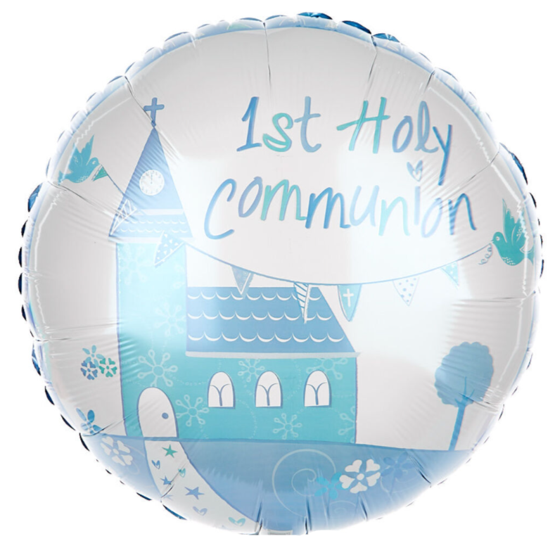 1st Holy Communion  Church Blue Foil Helium Balloon 18