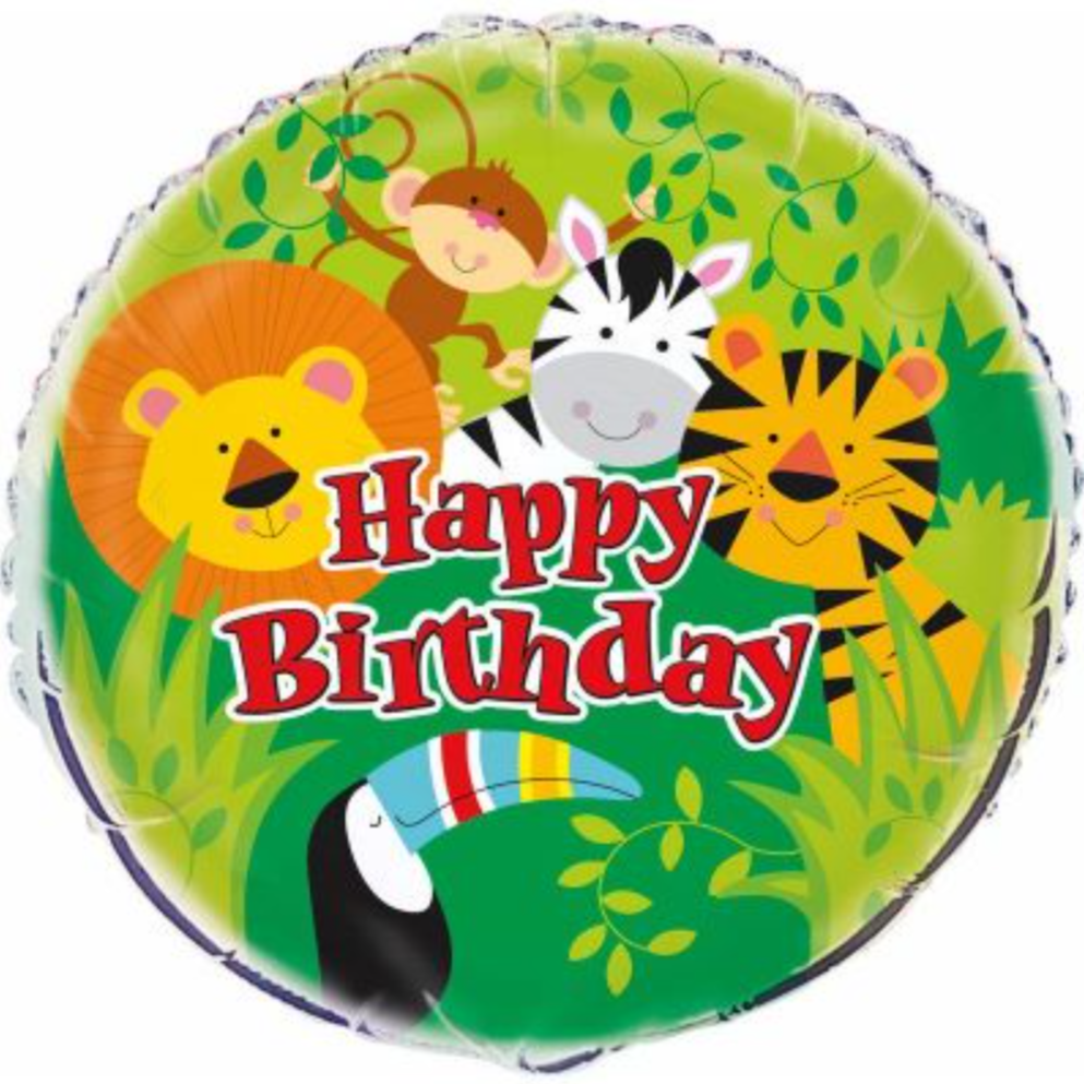 Happy Birthday Jungle Foil Helium Balloon 18