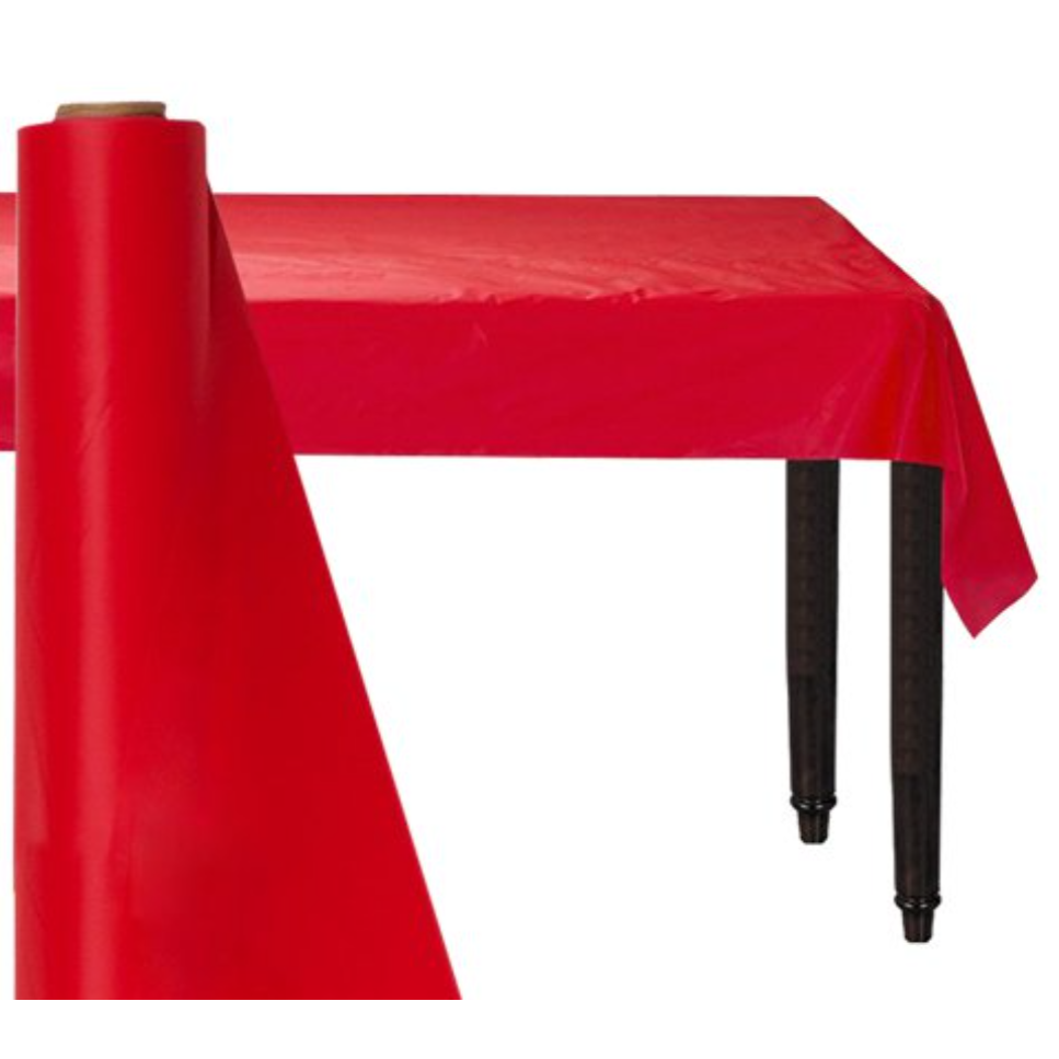 Red Plastic Banqueting Roll (30m x 1m)