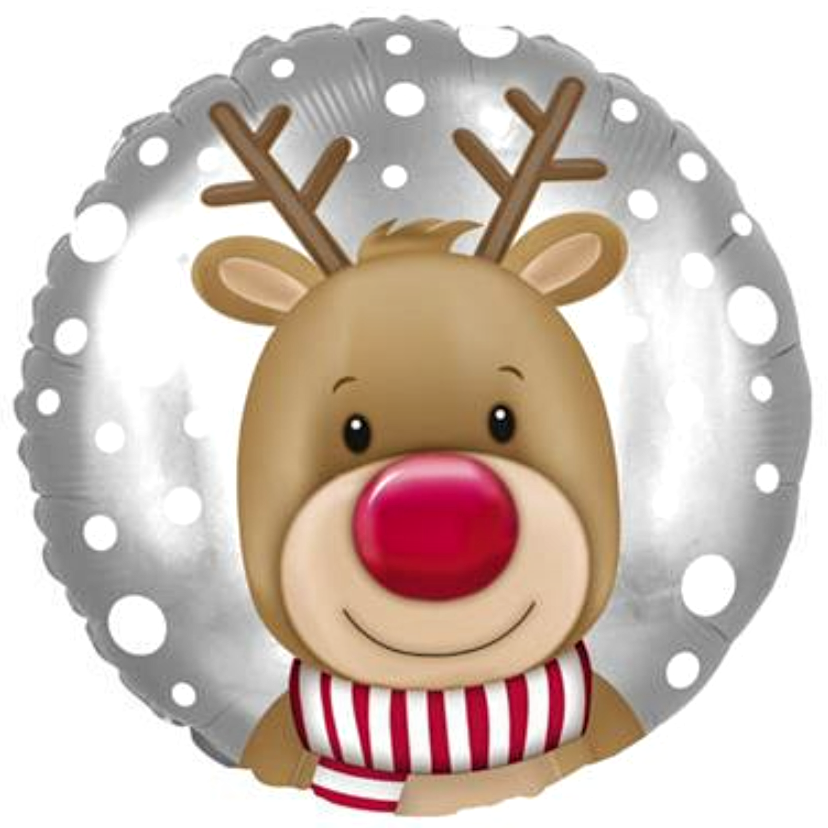 'Reindeer' Face Foil Helium Balloon 18